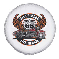 Vintage Route Highway 66 Biker Club Spare Tire Cover Live To Ride Motorcycle Graphic