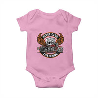 Vintage Route Highway 66 Biker Club Baby Onesie Live To Ride Motorcycle Graphic
