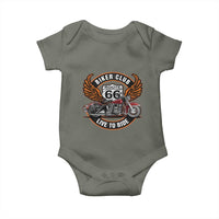 Vintage Route Highway 66 Biker Club Baby Onesie Live To Ride Motorcycle Graphic