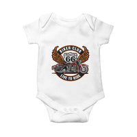Vintage Route Highway 66 Biker Club Baby Onesie Live To Ride Motorcycle Graphic
