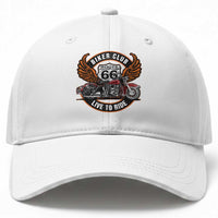 Vintage Route Highway 66 Biker Club Baseball Cap Live To Ride Motorcycle Graphic