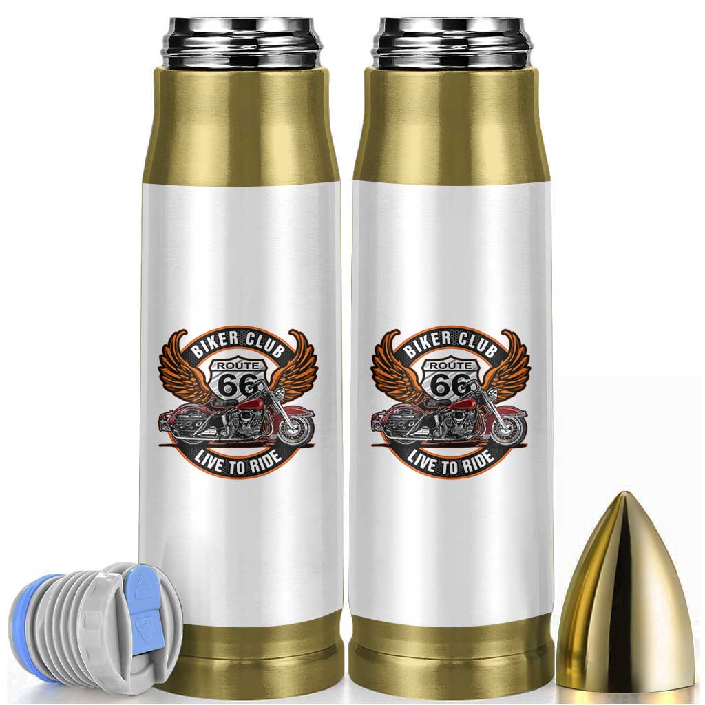 Vintage Route Highway 66 Biker Club Bullet Tumbler Live To Ride Motorcycle Graphic
