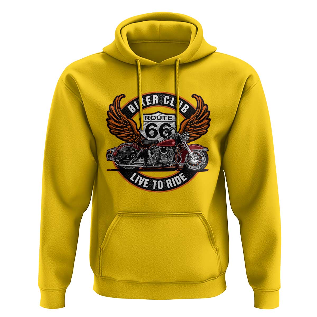 Vintage Route Highway 66 Biker Club Hoodie Live To Ride Motorcycle Graphic