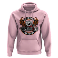Vintage Route Highway 66 Biker Club Hoodie Live To Ride Motorcycle Graphic