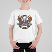 Vintage Route Highway 66 Biker Club T Shirt For Kid Live To Ride Motorcycle Graphic