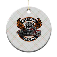 Vintage Route Highway 66 Biker Club Ceramic Ornament Live To Ride Motorcycle Graphic