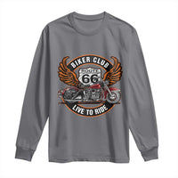 Vintage Route Highway 66 Biker Club Long Sleeve Shirt Live To Ride Motorcycle Graphic