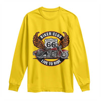 Vintage Route Highway 66 Biker Club Long Sleeve Shirt Live To Ride Motorcycle Graphic