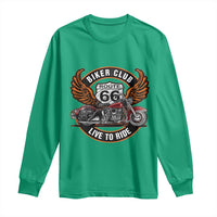 Vintage Route Highway 66 Biker Club Long Sleeve Shirt Live To Ride Motorcycle Graphic