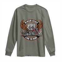 Vintage Route Highway 66 Biker Club Long Sleeve Shirt Live To Ride Motorcycle Graphic