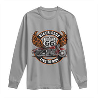 Vintage Route Highway 66 Biker Club Long Sleeve Shirt Live To Ride Motorcycle Graphic