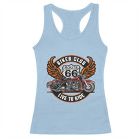 Vintage Route Highway 66 Biker Club Racerback Tank Top Live To Ride Motorcycle Graphic