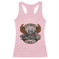 Vintage Route Highway 66 Biker Club Racerback Tank Top Live To Ride Motorcycle Graphic