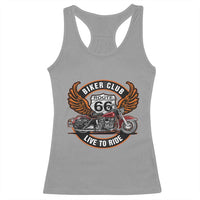 Vintage Route Highway 66 Biker Club Racerback Tank Top Live To Ride Motorcycle Graphic