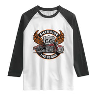 Vintage Route Highway 66 Biker Club Raglan Shirt Live To Ride Motorcycle Graphic