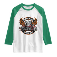 Vintage Route Highway 66 Biker Club Raglan Shirt Live To Ride Motorcycle Graphic