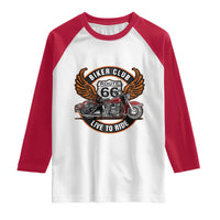 Vintage Route Highway 66 Biker Club Raglan Shirt Live To Ride Motorcycle Graphic