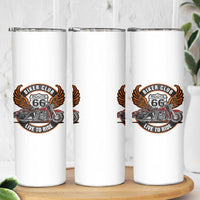 Vintage Route Highway 66 Biker Club Skinny Tumbler Live To Ride Motorcycle Graphic
