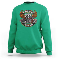 Vintage Route Highway 66 Biker Club Sweatshirt Live To Ride Motorcycle Graphic