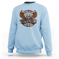 Vintage Route Highway 66 Biker Club Sweatshirt Live To Ride Motorcycle Graphic