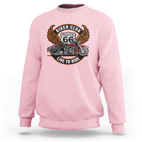 Vintage Route Highway 66 Biker Club Sweatshirt Live To Ride Motorcycle Graphic