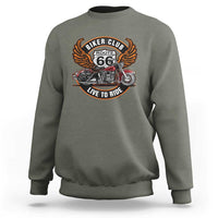 Vintage Route Highway 66 Biker Club Sweatshirt Live To Ride Motorcycle Graphic