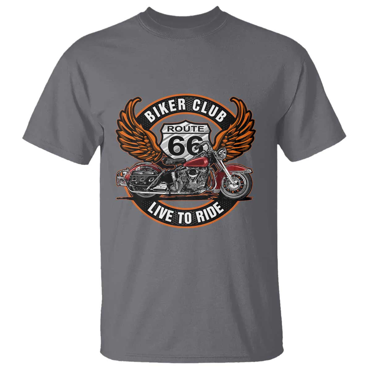 Vintage Route Highway 66 Biker Club T Shirt Live To Ride Motorcycle Graphic