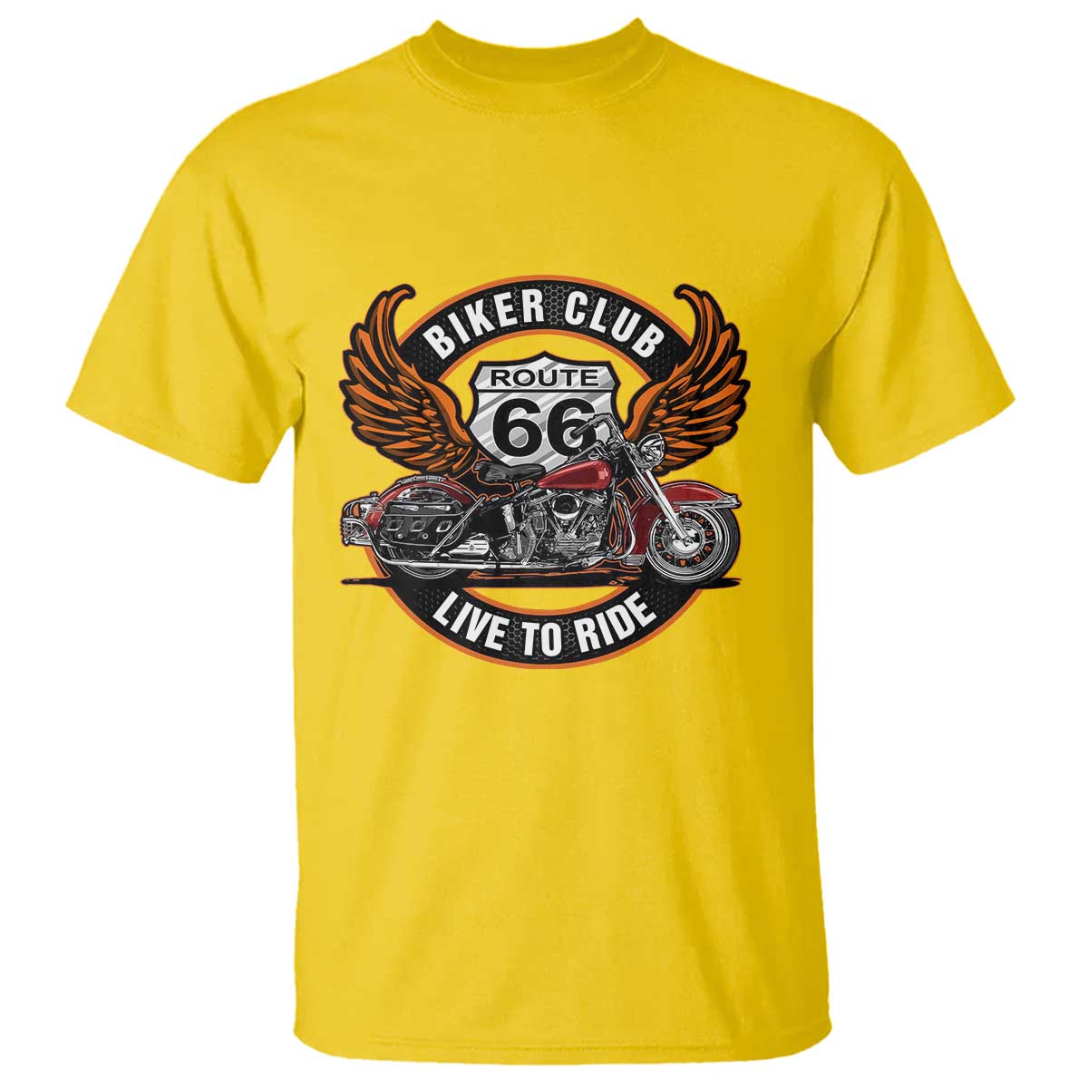 Vintage Route Highway 66 Biker Club T Shirt Live To Ride Motorcycle Graphic
