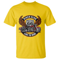 Vintage Route Highway 66 Biker Club T Shirt Live To Ride Motorcycle Graphic