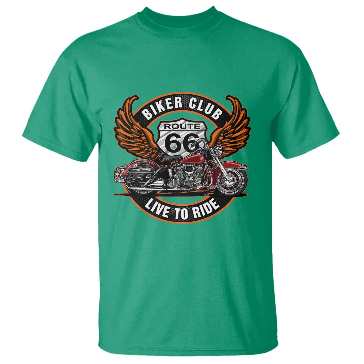 Vintage Route Highway 66 Biker Club T Shirt Live To Ride Motorcycle Graphic