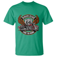 Vintage Route Highway 66 Biker Club T Shirt Live To Ride Motorcycle Graphic