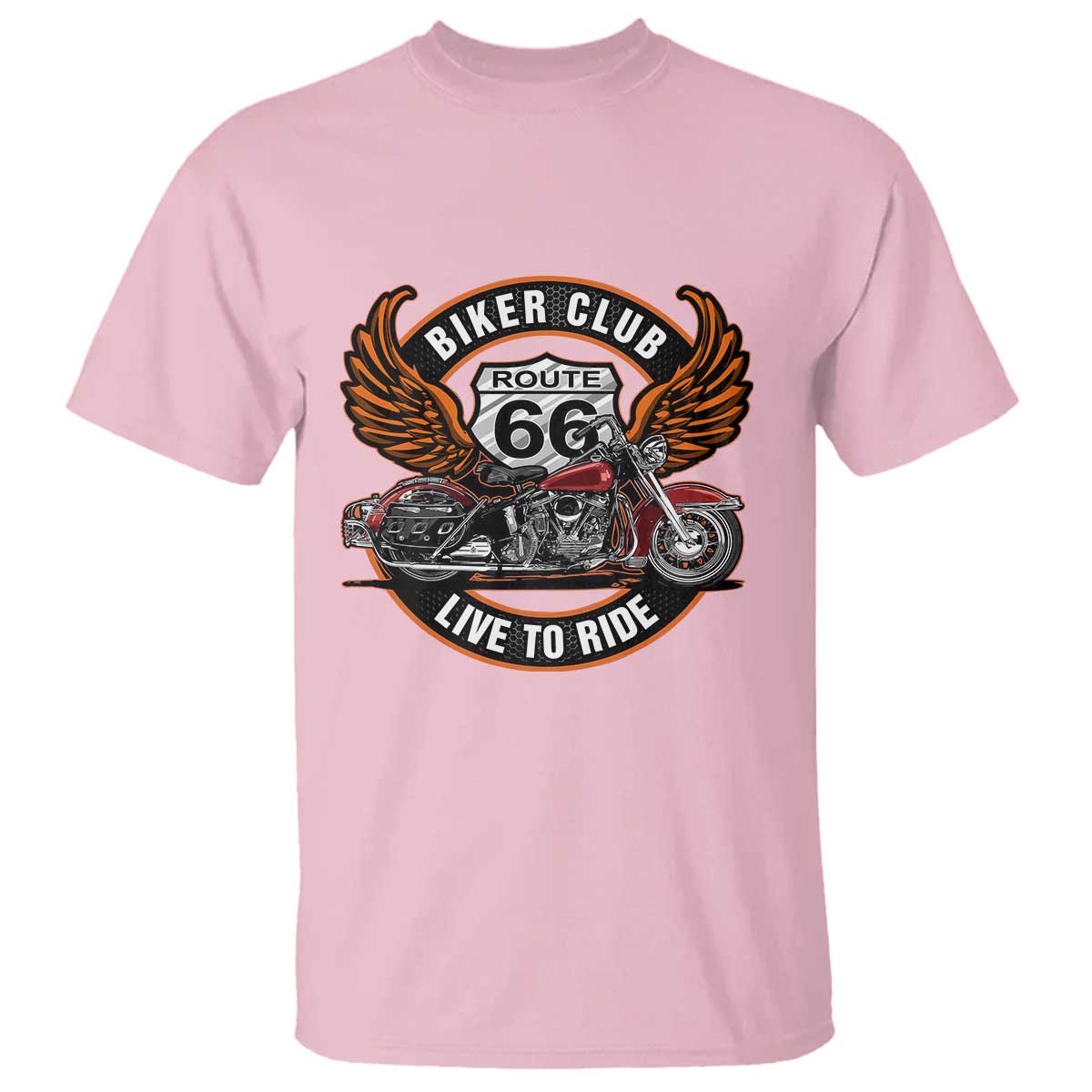 Vintage Route Highway 66 Biker Club T Shirt Live To Ride Motorcycle Graphic