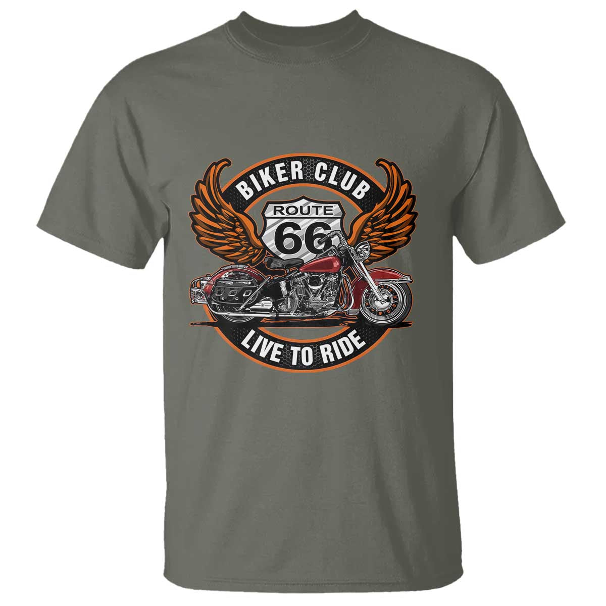 Vintage Route Highway 66 Biker Club T Shirt Live To Ride Motorcycle Graphic