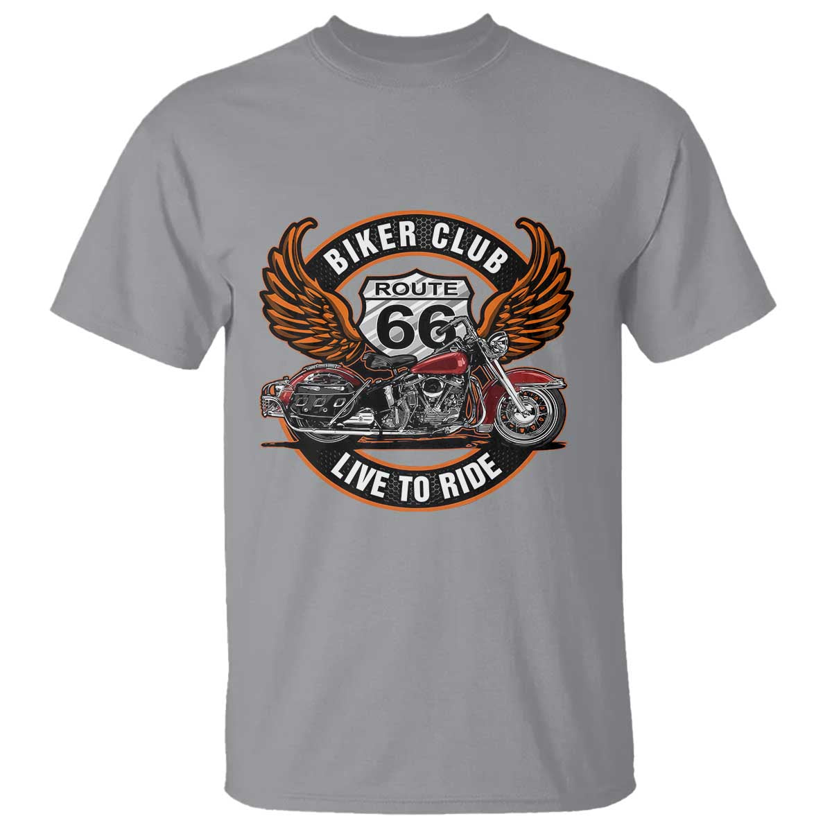 Vintage Route Highway 66 Biker Club T Shirt Live To Ride Motorcycle Graphic