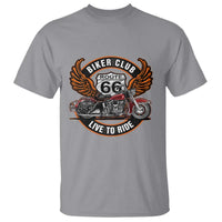 Vintage Route Highway 66 Biker Club T Shirt Live To Ride Motorcycle Graphic