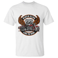 Vintage Route Highway 66 Biker Club T Shirt Live To Ride Motorcycle Graphic