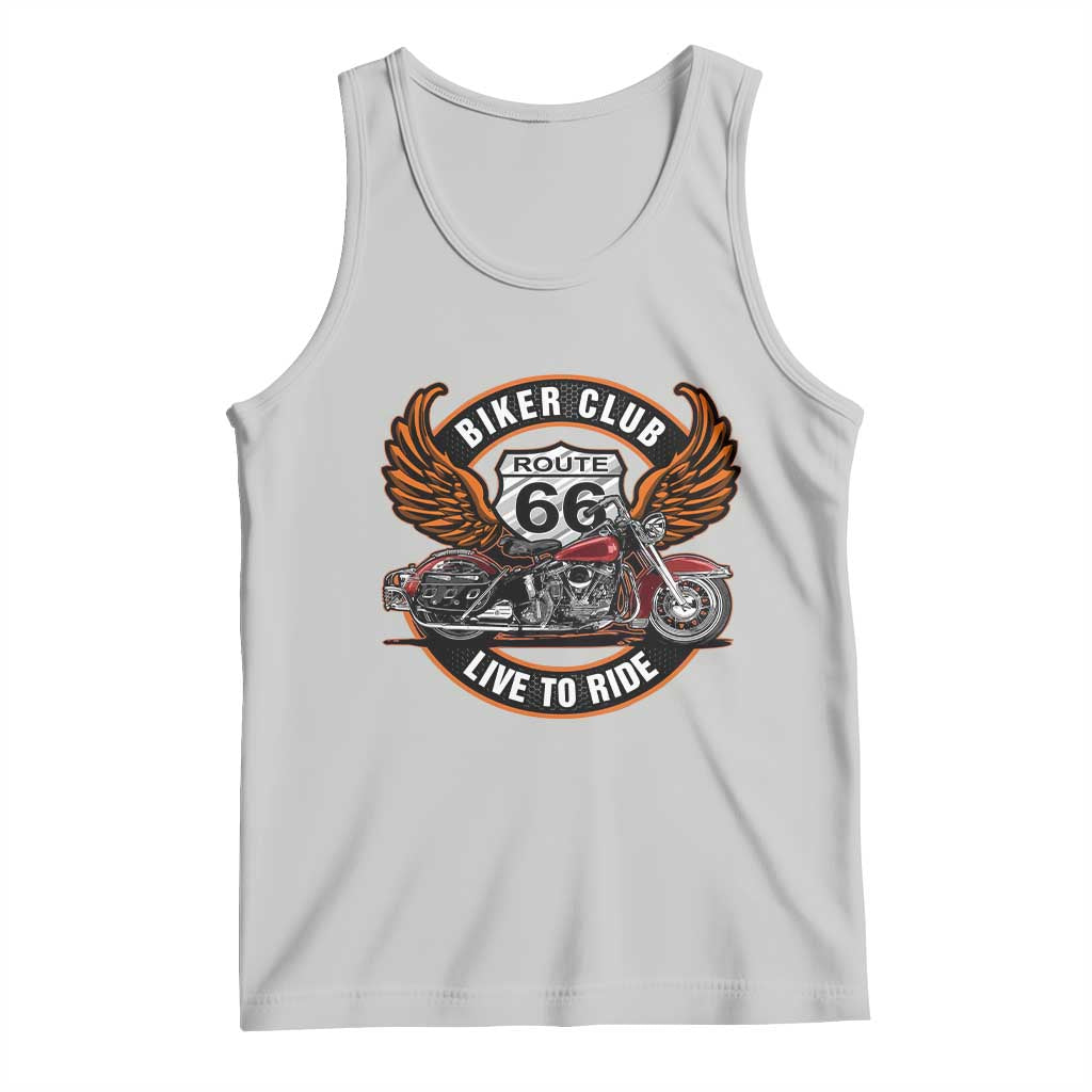 Vintage Route Highway 66 Biker Club Tank Top Live To Ride Motorcycle Graphic