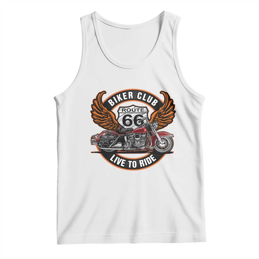 Vintage Route Highway 66 Biker Club Tank Top Live To Ride Motorcycle Graphic