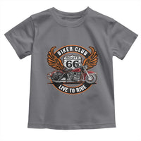 Vintage Route Highway 66 Biker Club Toddler T Shirt Live To Ride Motorcycle Graphic