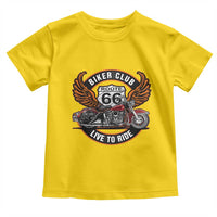 Vintage Route Highway 66 Biker Club Toddler T Shirt Live To Ride Motorcycle Graphic