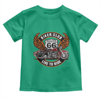 Vintage Route Highway 66 Biker Club Toddler T Shirt Live To Ride Motorcycle Graphic