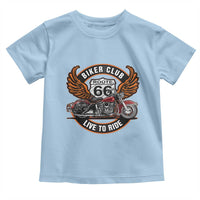 Vintage Route Highway 66 Biker Club Toddler T Shirt Live To Ride Motorcycle Graphic