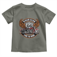 Vintage Route Highway 66 Biker Club Toddler T Shirt Live To Ride Motorcycle Graphic