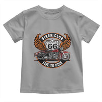 Vintage Route Highway 66 Biker Club Toddler T Shirt Live To Ride Motorcycle Graphic