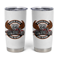 Vintage Route Highway 66 Biker Club Tumbler Cup Live To Ride Motorcycle Graphic