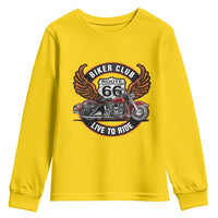 Vintage Route Highway 66 Biker Club Youth Sweatshirt Live To Ride Motorcycle Graphic