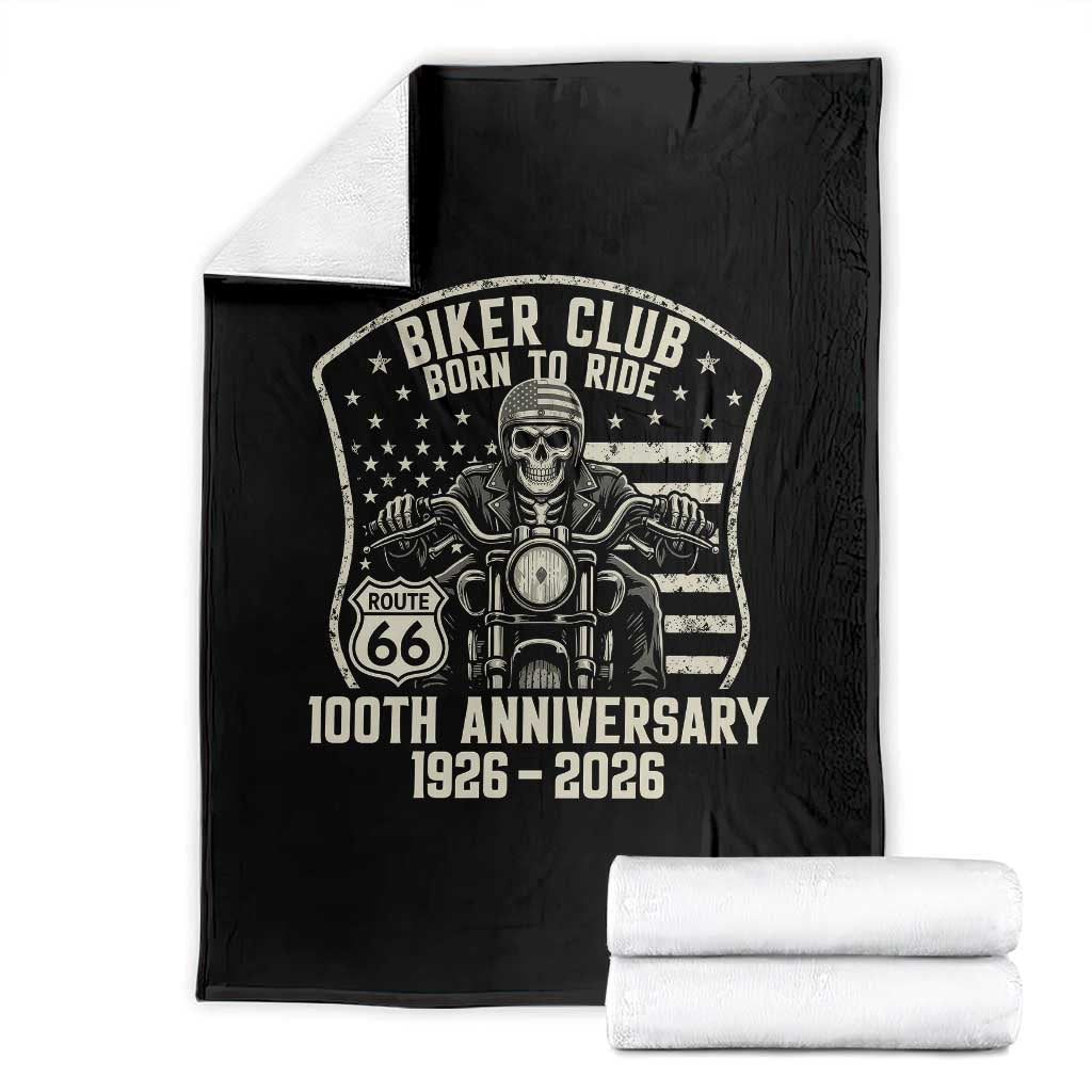 Vintage Biker Club Born To Ride Throw Blanket 100th Anniversary Mother Road