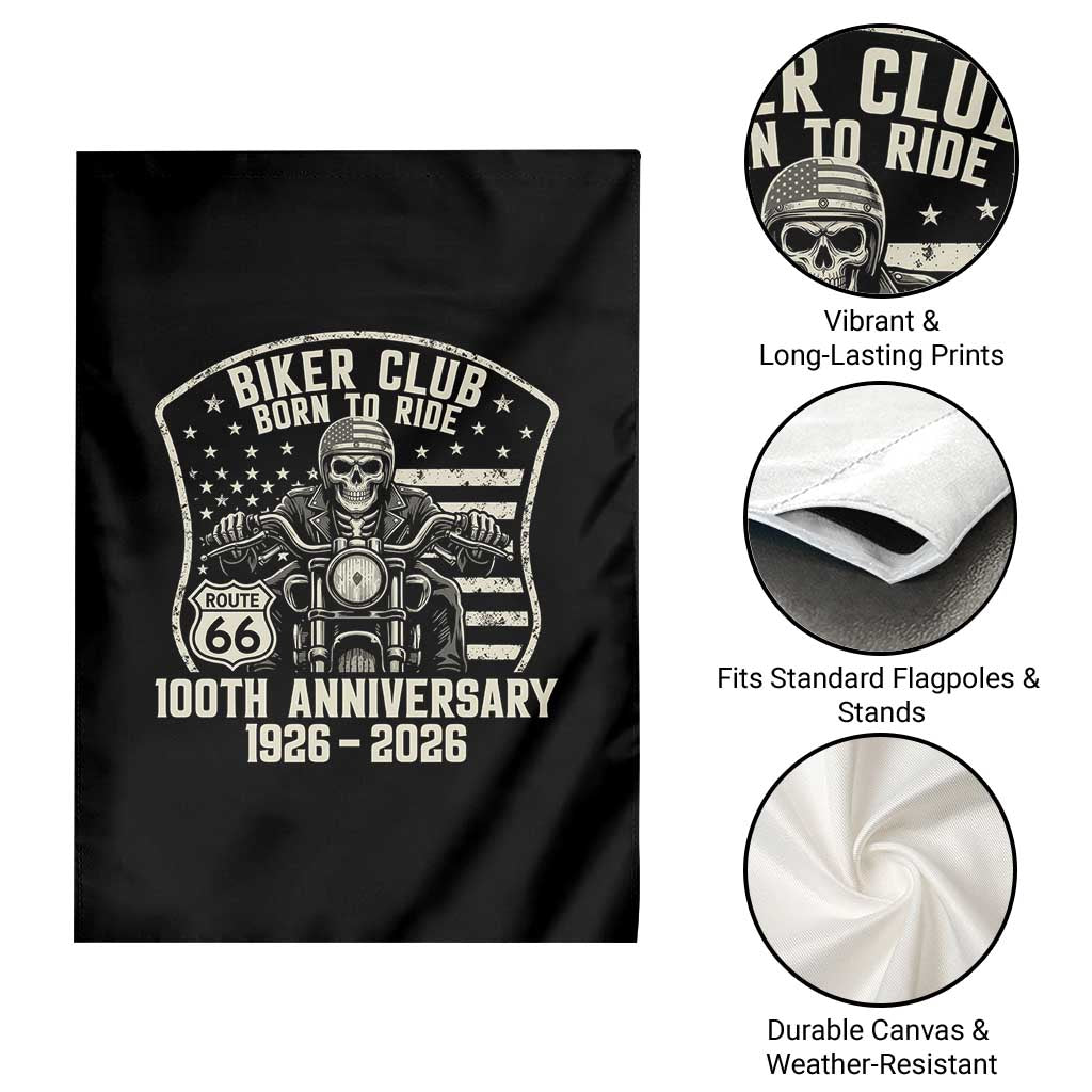 Vintage Biker Club Born To Ride Garden Flag 100th Anniversary Mother Road
