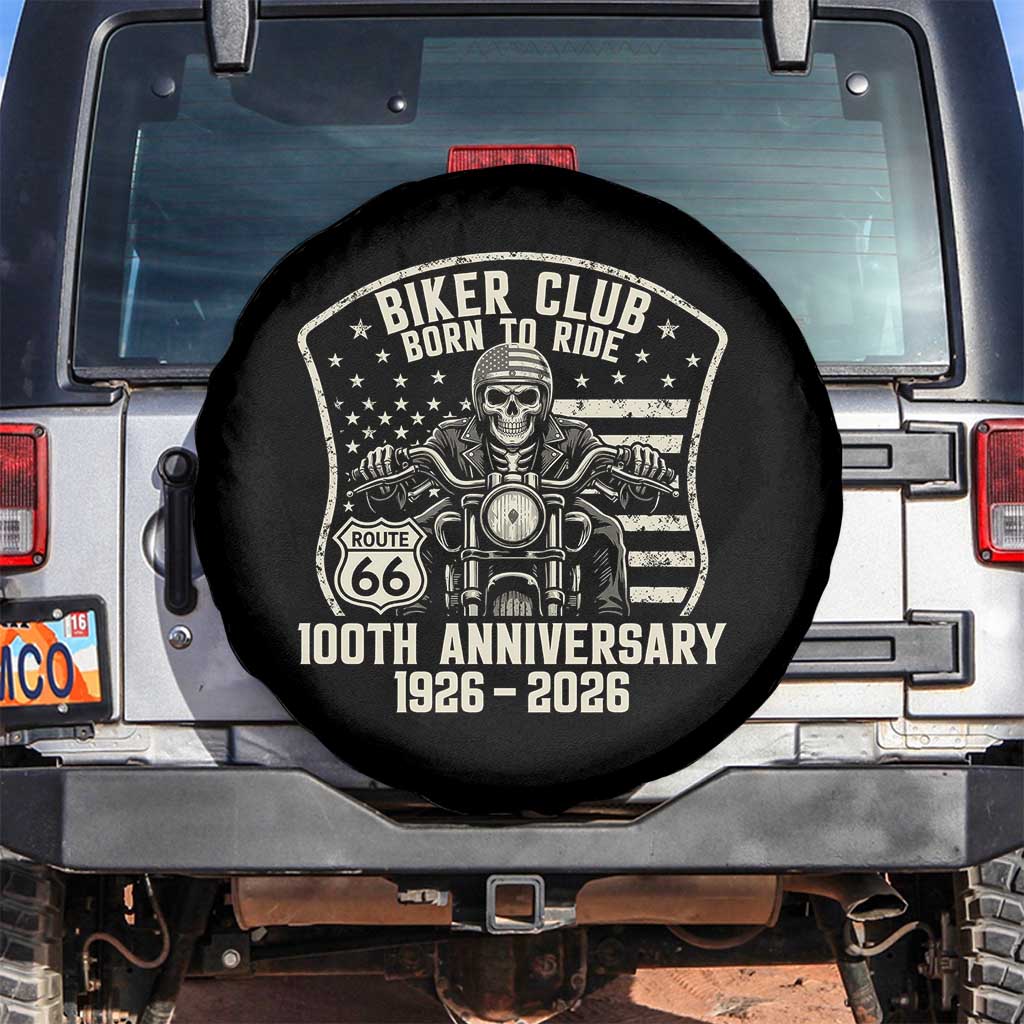 Vintage Biker Club Born To Ride Spare Tire Cover 100th Anniversary Mother Road