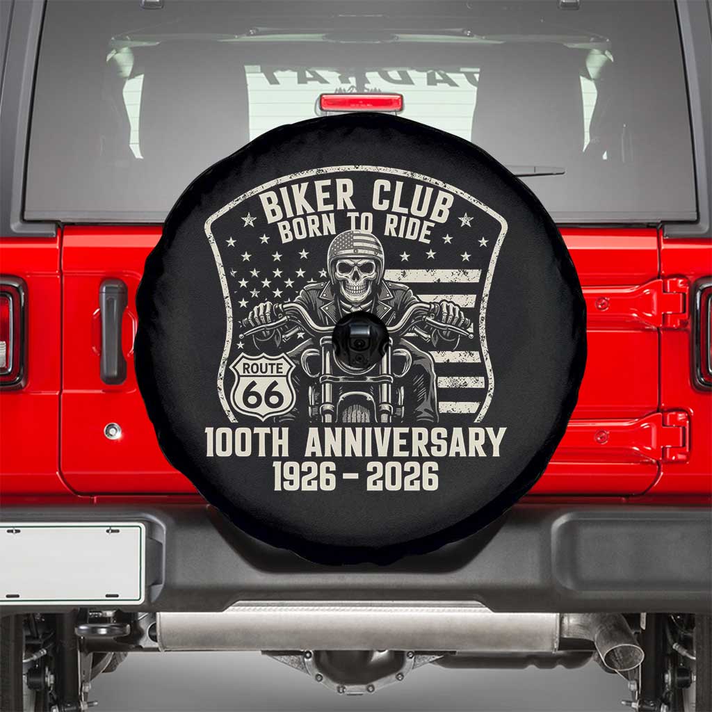 Vintage Biker Club Born To Ride Spare Tire Cover 100th Anniversary Mother Road